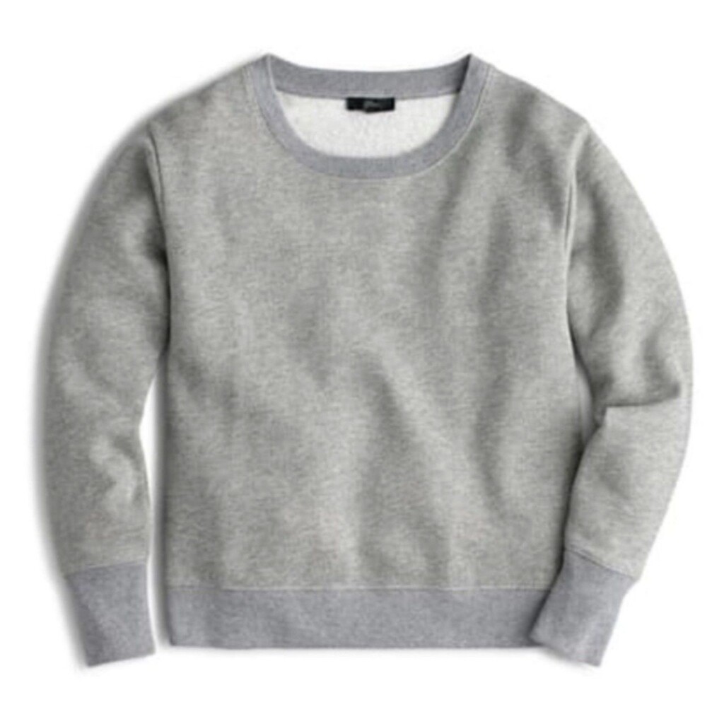 NWT J. CREW Gray Metallic Pullover Large Sweatshirt Women's Glittery Boxy Top